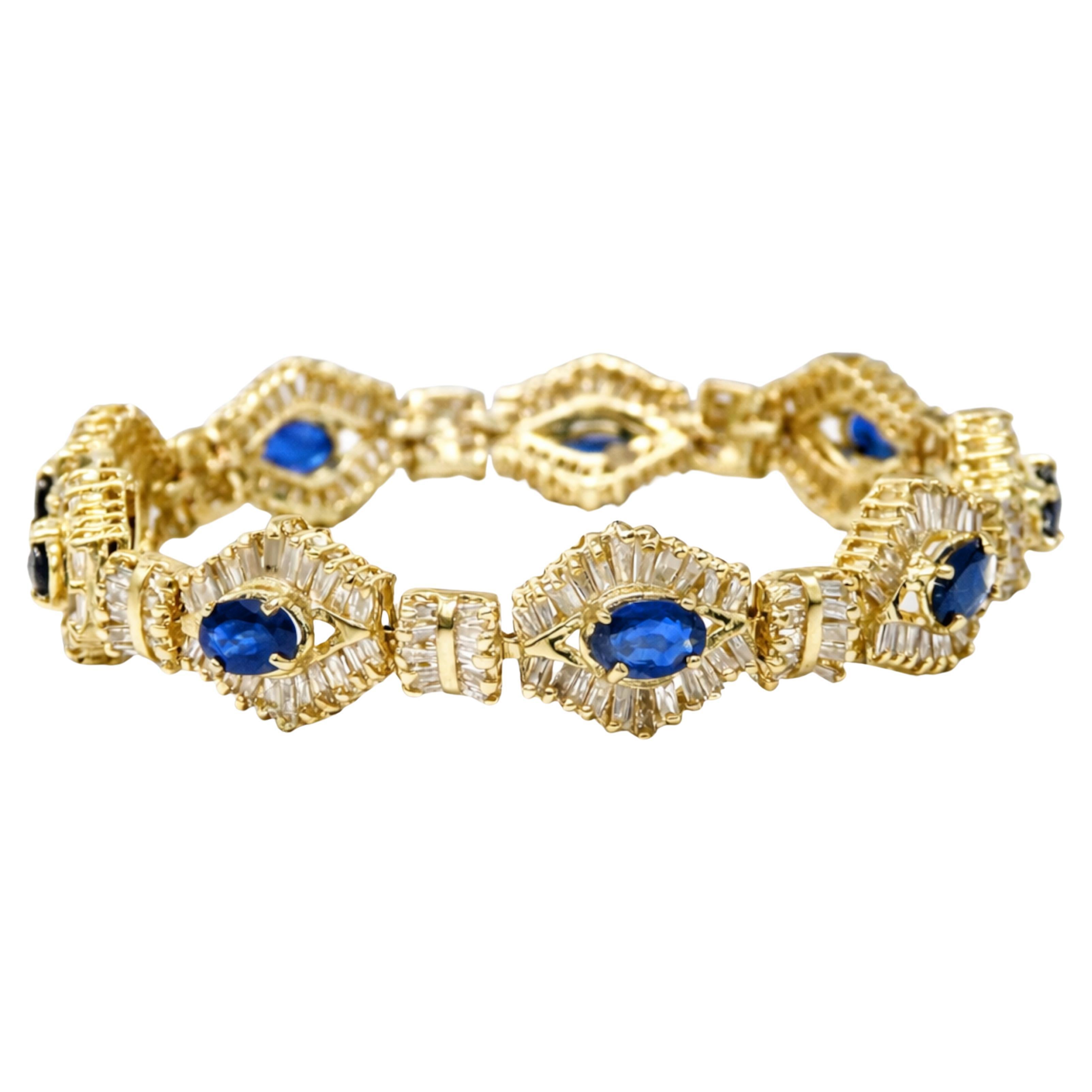 Diamond and Natural Sapphire Bracelet  6.50 CTW Diamonds For Sale