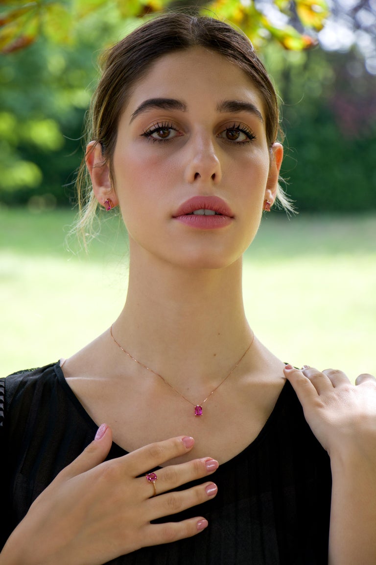 Diamond and Octagonal Shaped Rose Topaz Elegant Pendant Fashion