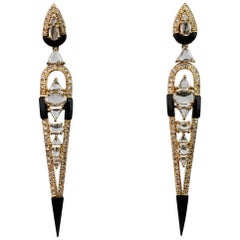 Diamond and Onyx 18 Karat Dangle Earring Diamond and Onyx 18 Karat Dangle Earring