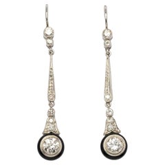 Diamond and Onyx Deco diamond pendant earrings