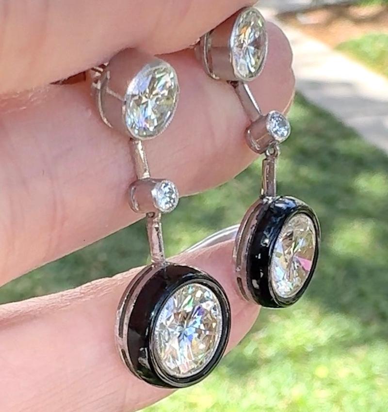 Orecchini a goccia con diamanti e onice 7,60 carati totali In condizioni buone in vendita a New Orleans, LA