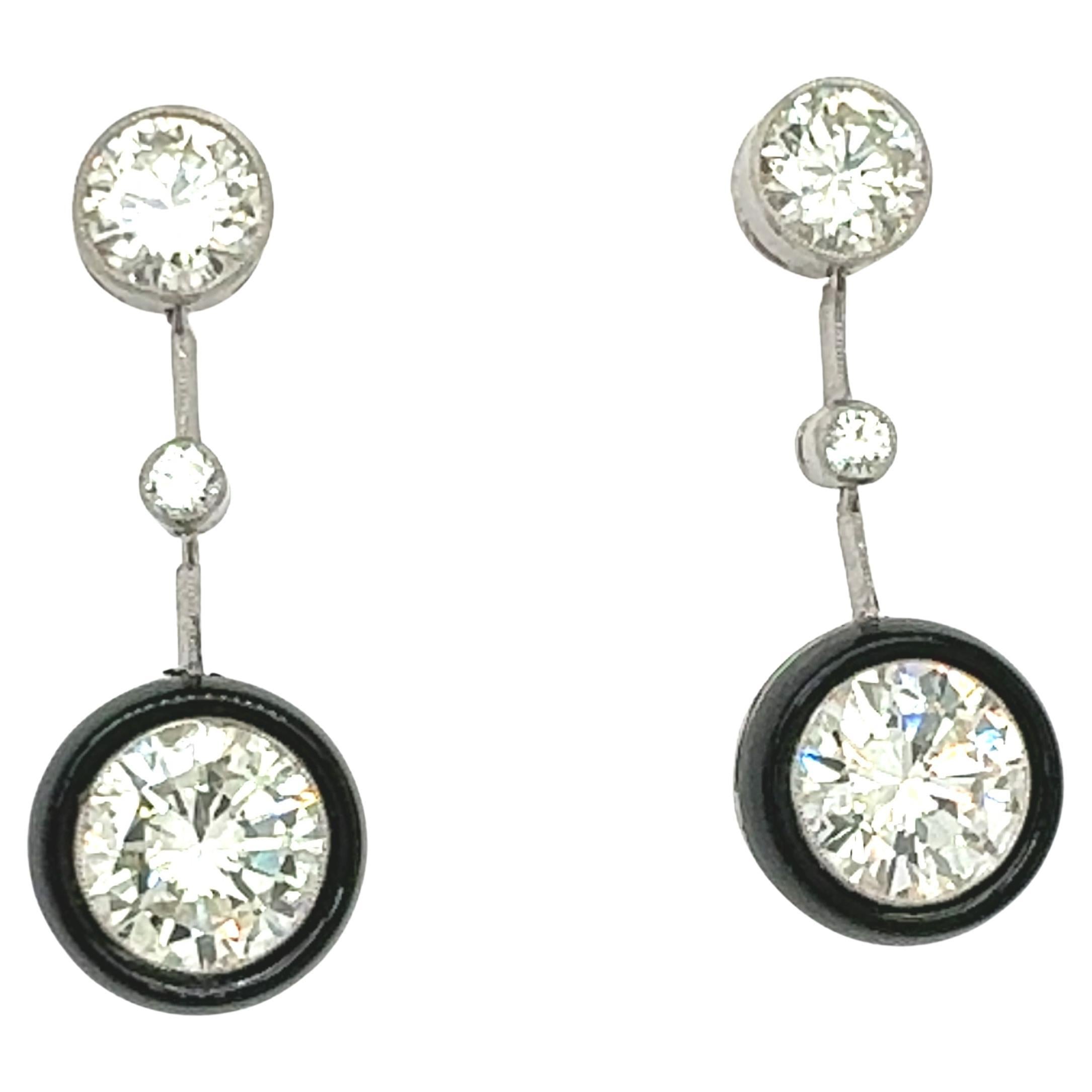 Orecchini a goccia con diamanti e onice 7,60 carati totali