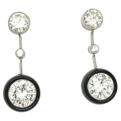 Orecchini a goccia con diamanti e onice 7,60 carati totali