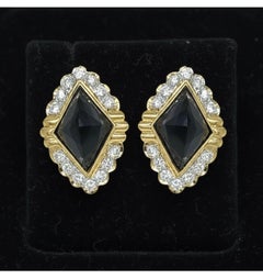 Pendientes de oro amarillo de 18 quilates con diamantes y ónix facetados