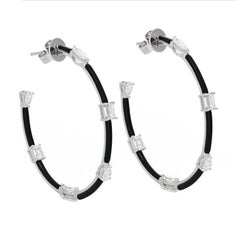 Diamond and Onyx Hoop Earrings