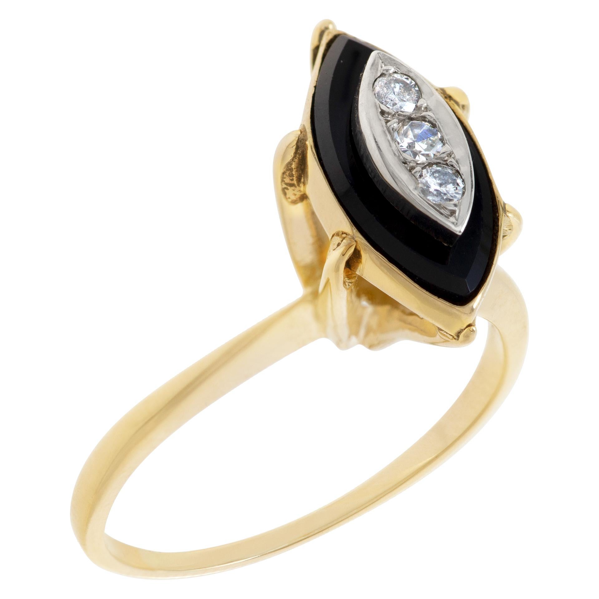black onyx marquise ring gold