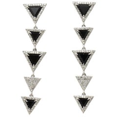 Vintage Diamond and Onyx Triangle Drop Earrings