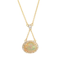 Diamond and Opal Drop Necklace