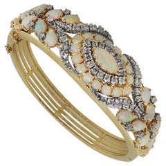 Diamond and Opal Gemstone Bangle