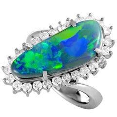 Diamond and Opal Platinum Ring Diamond and Opal Platinum Ring