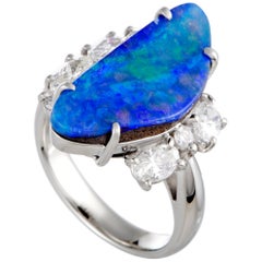 Vintage Diamond and Opal Platinum Ring