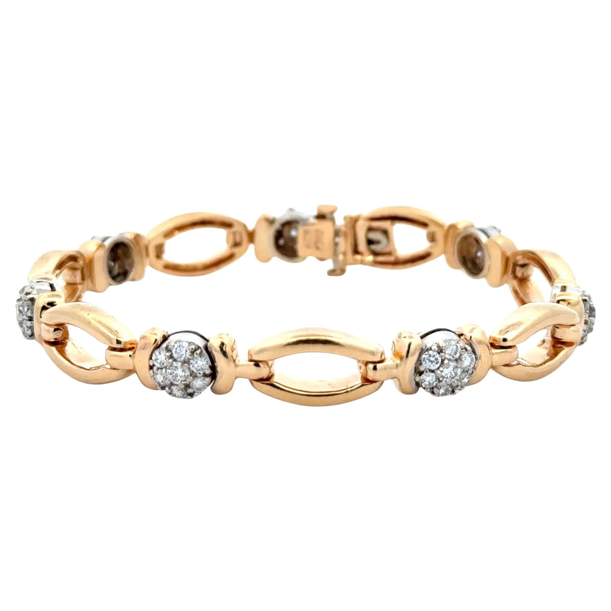 Bracciale vintage con diamanti e stazione aperta A Link Estate Jewelry