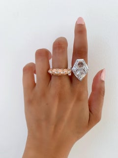 Diamond and Peach Enamel Stack Ring