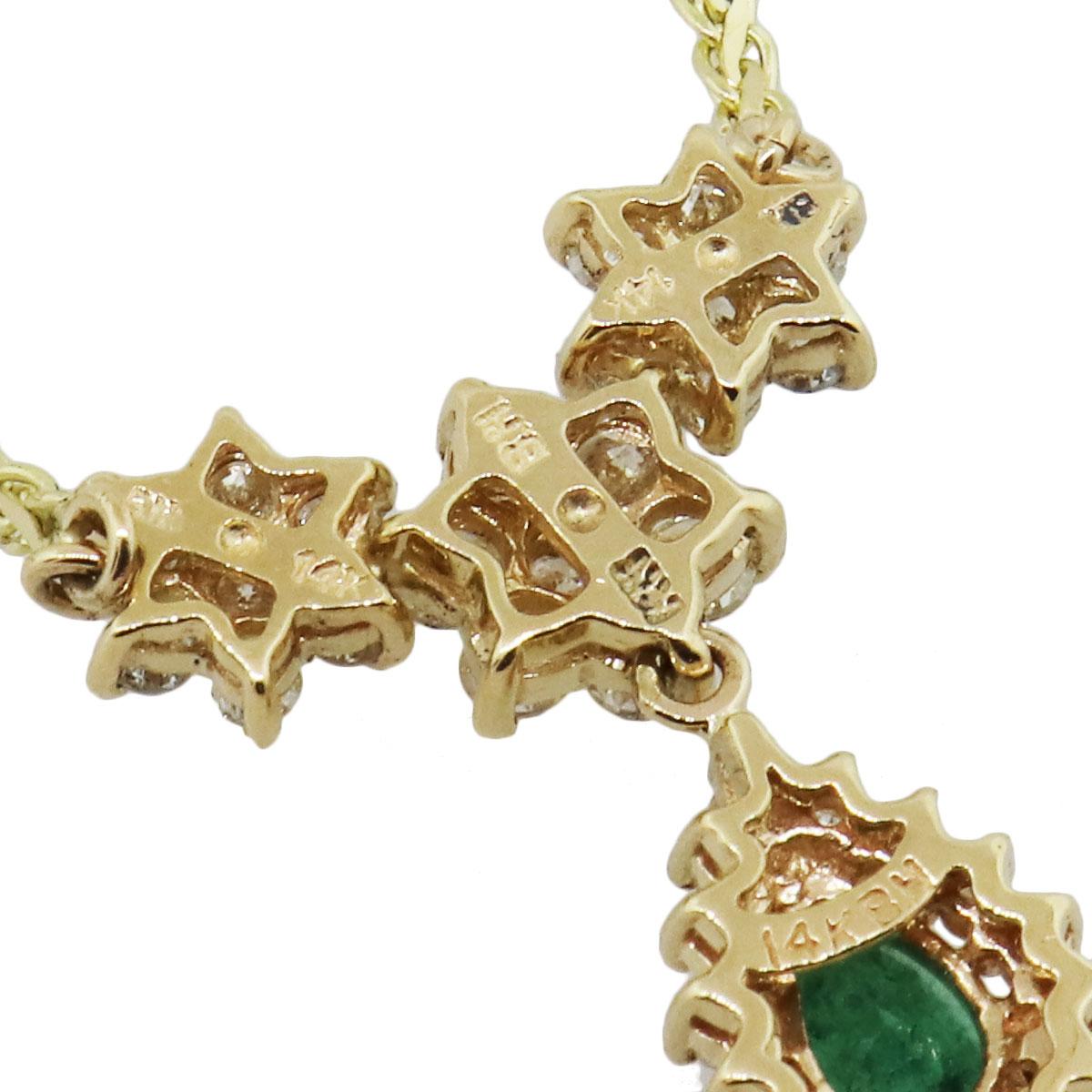 Diamond and Pear Shape Emerald Pendant Necklace In Excellent Condition In Boca Raton, FL
