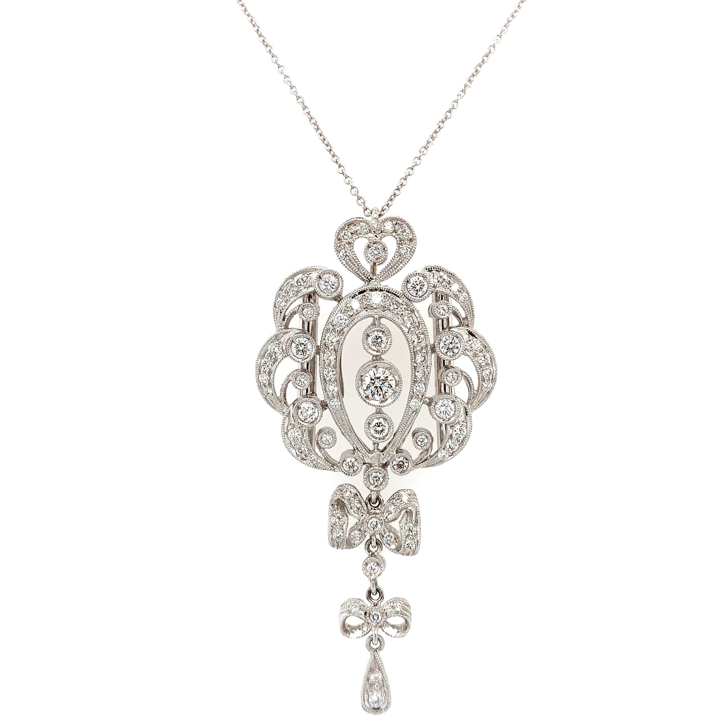 Collier ras de cou art déco diamant et perle or blanc 18k en vente 2