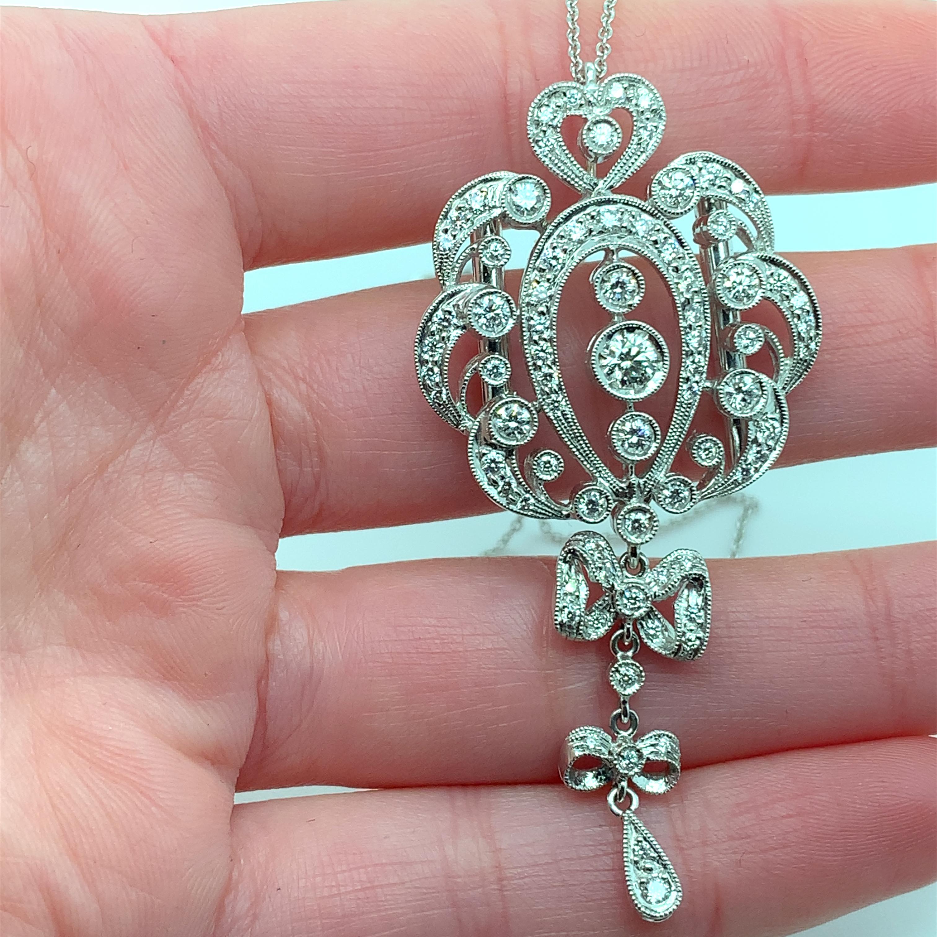 Collier ras de cou art déco diamant et perle or blanc 18k en vente 3