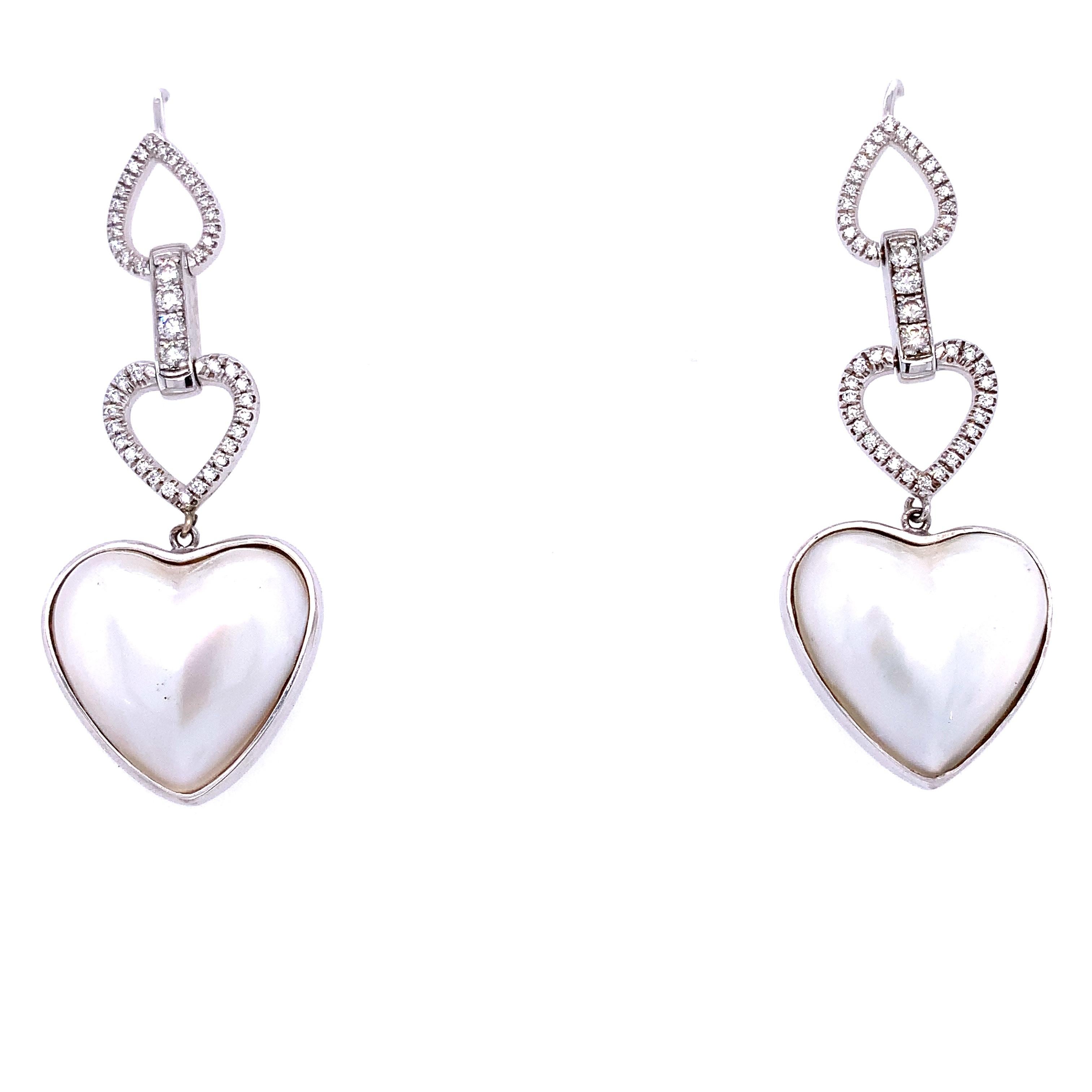 Diamond and pearl art deco drop earrings 18k white gold In New Condition For Sale In London, GB