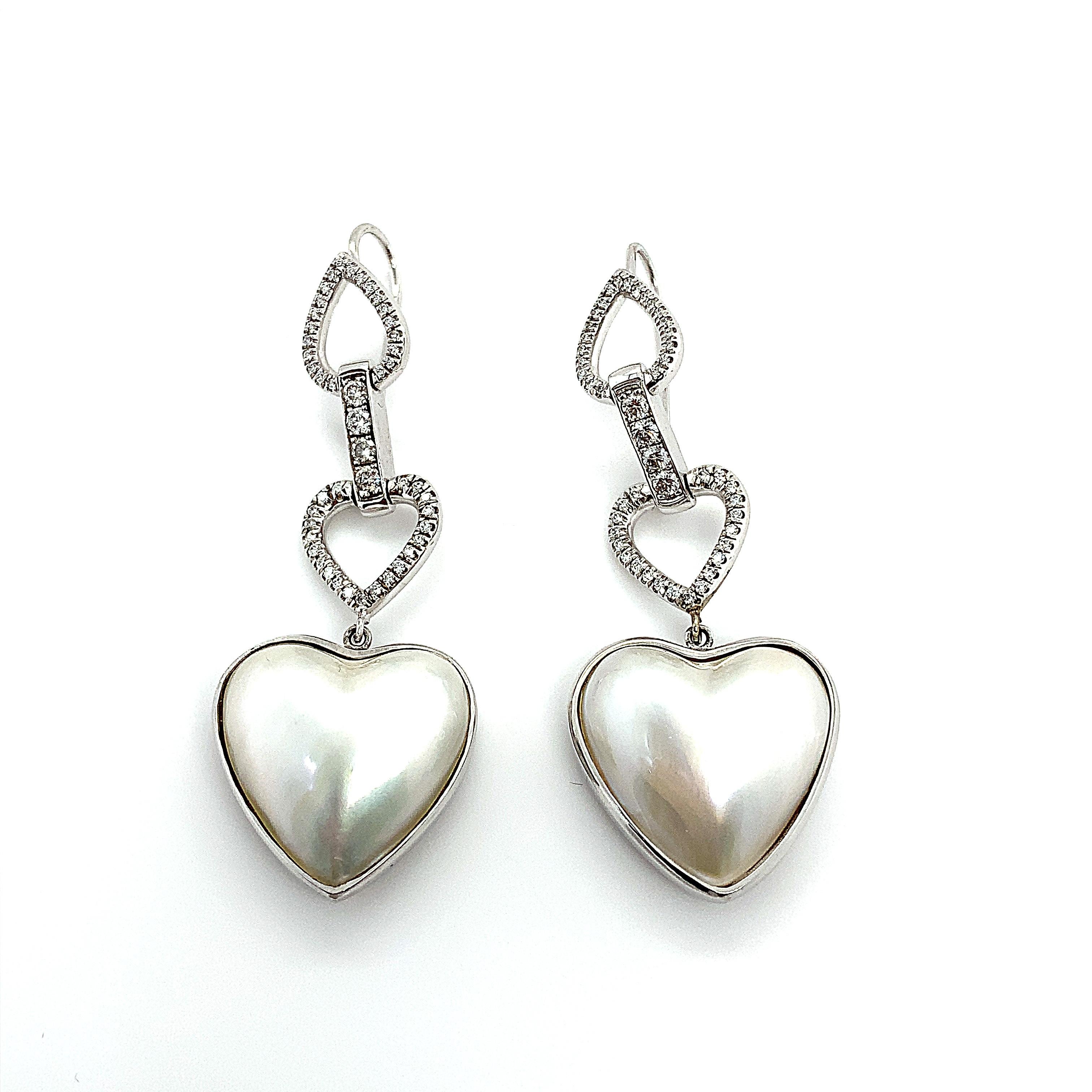 Diamond and pearl art deco drop earrings 18k white gold For Sale 2