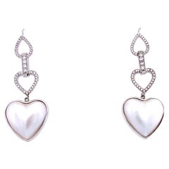 Diamond and pearl art deco drop earrings 18k white gold