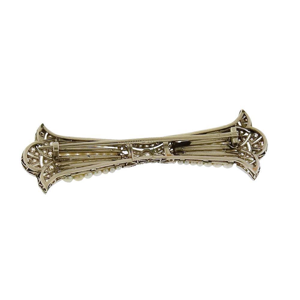 Diamond and Pearl Bar Pin, circa 1910 In Good Condition In New York, NY