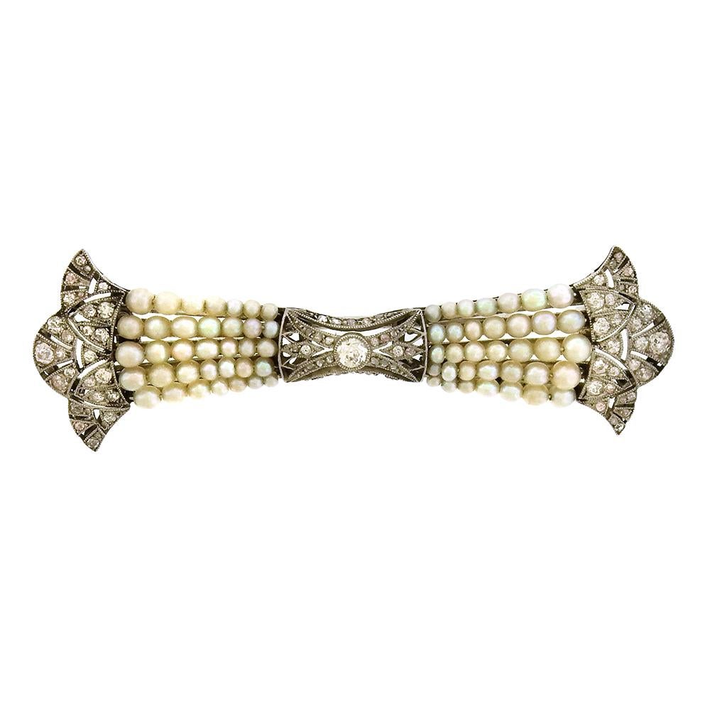 Diamond and Pearl Bar Pin, circa 1910