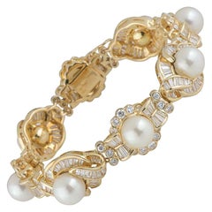 Diamond and Pearl Bracelet 11.80 Carat