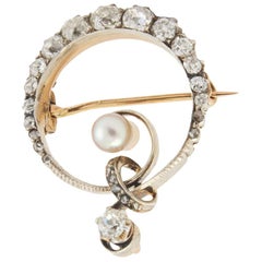 Diamond and Pearl Brooch