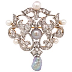 Diamond and Pearl Brooch