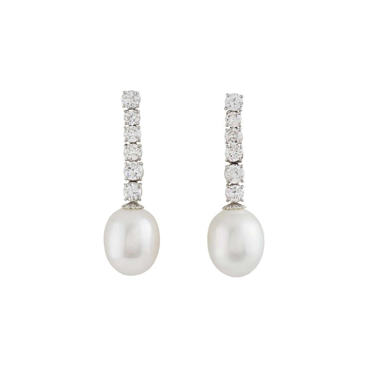 Pearl Drop Diamond Earrings at 1stDibs