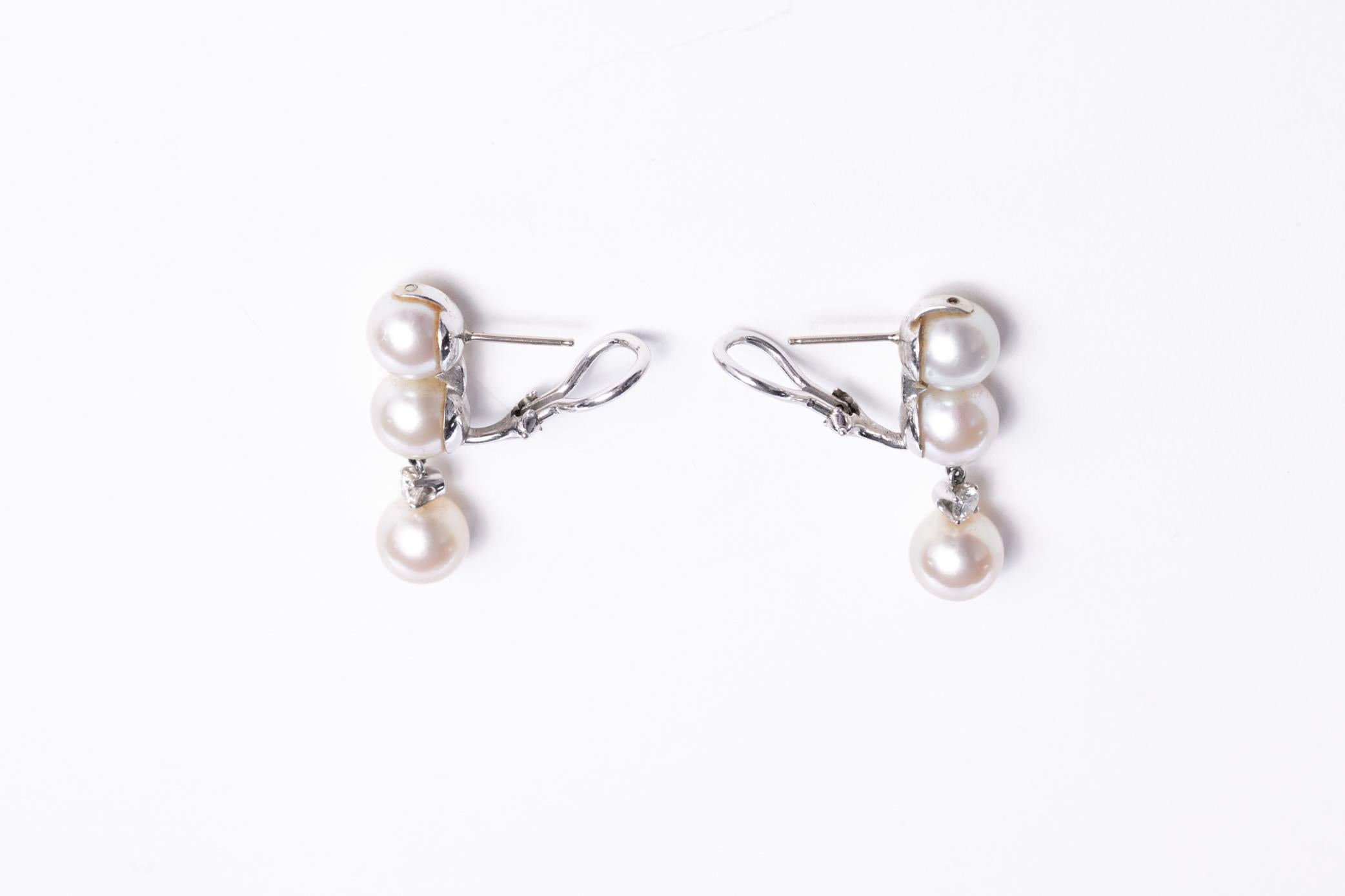 3 pearl drop earrings