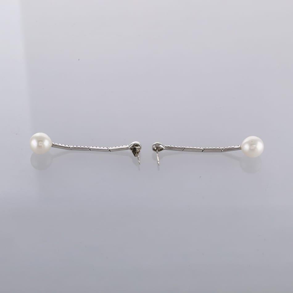 Diamant- und Perlentropfen-Ohrringe (Rundschliff)
