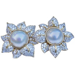 Diamond and Pearl Earrings