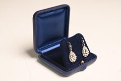 Diamond and Pearl Earrings. Round Brilliant Diamond Pearl Halo Earrings Platinum