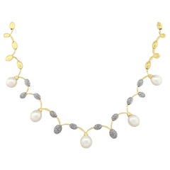 Diamond and Pearl End Drop Necklace