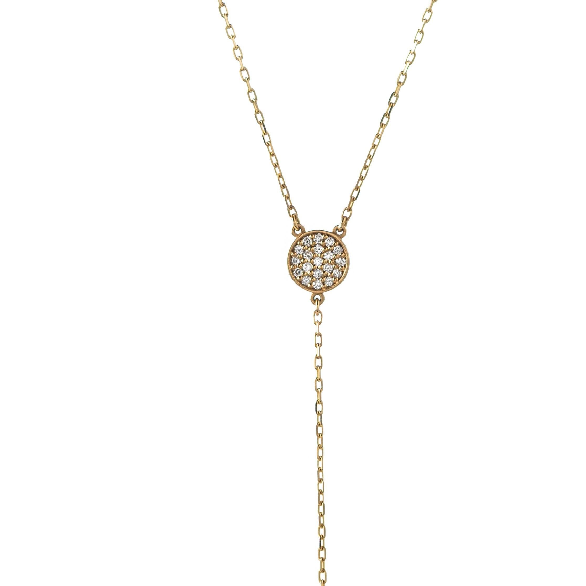 Contemporary Diamond and Pearl Lariat Necklace, 18K For Sale