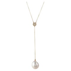 Collier Lariat en diamants et perles, 18K