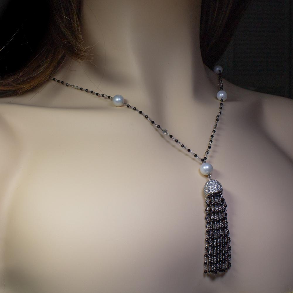 Collana di diamanti e perle In condizioni ottime in vendita a Scottsdale, AZ