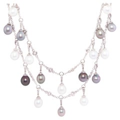Diamond and Pearl Necklace Set Design by Ella Gafter