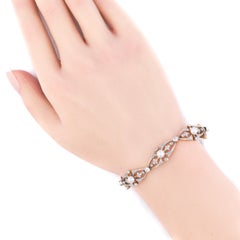 Diamond and Pearl Open Link Bracelet