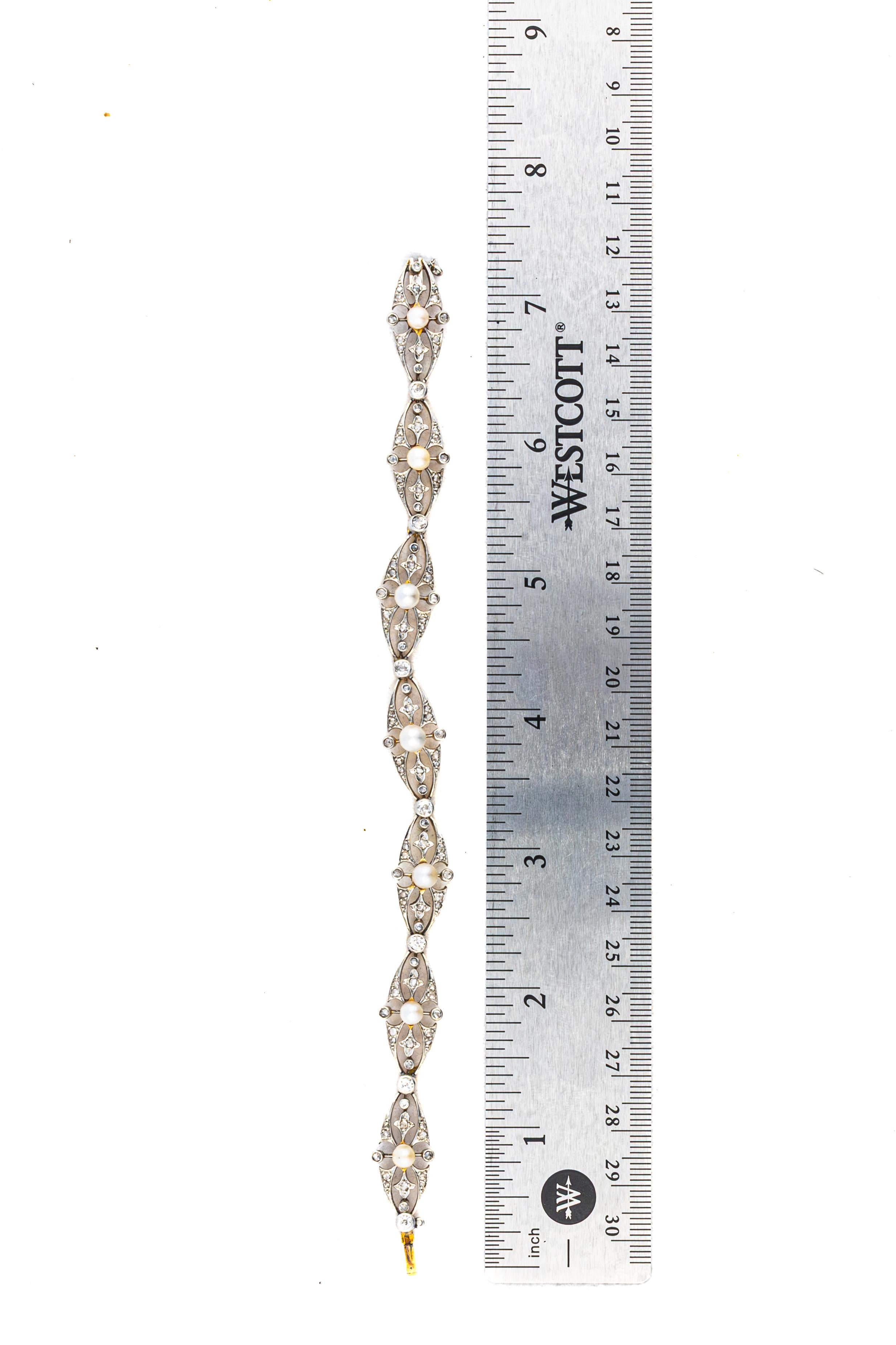 Diamond and Pearl Open Link Bracelet In Excellent Condition For Sale In New York, NY
