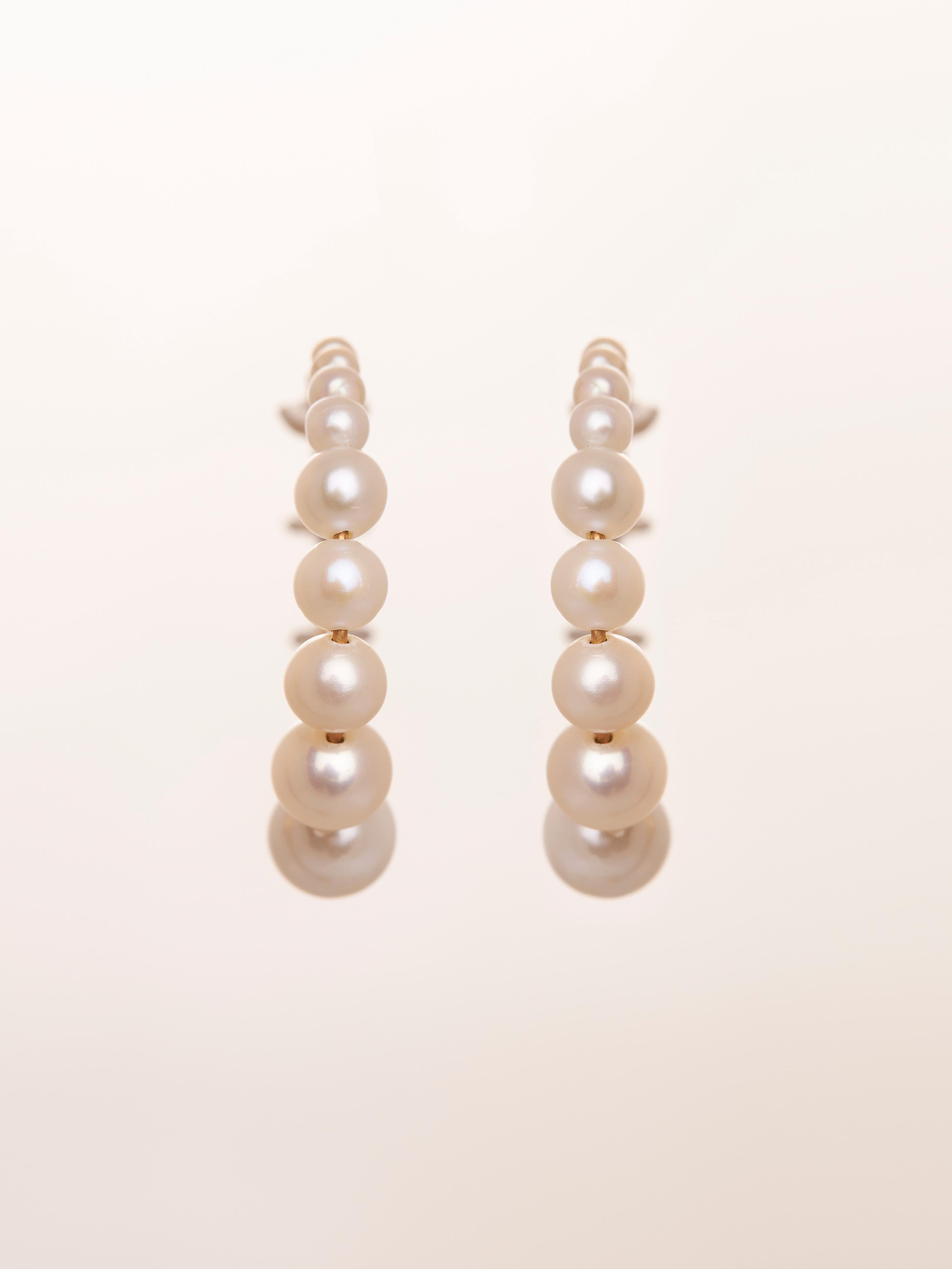 Art Déco Cerchi con orbita di diamanti e perle in oro 18kt, diamanti e perle in vendita