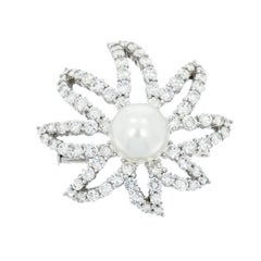 Diamond and Pearl Platinum Brooch