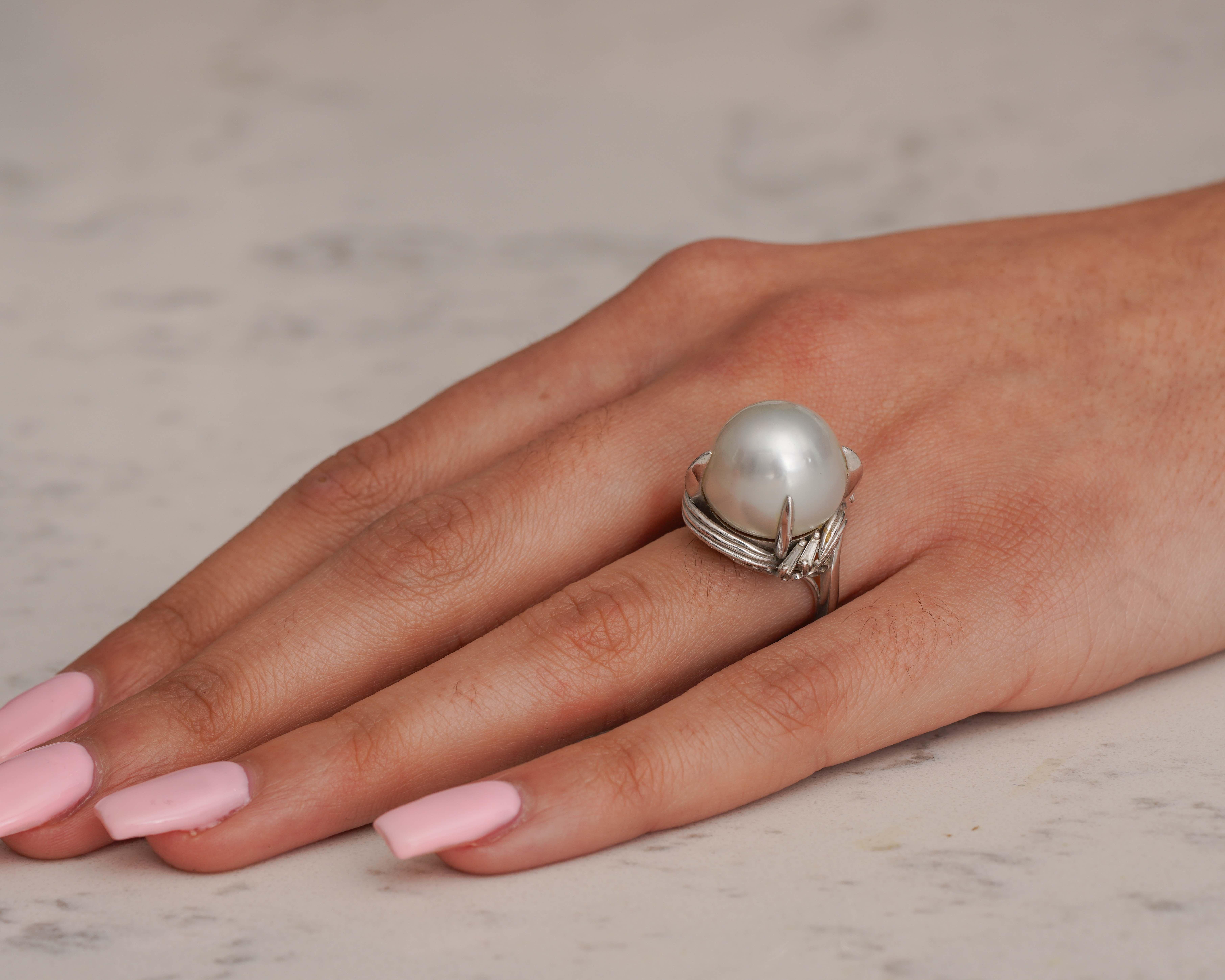 Diamond and Pearl Platinum Cocktail Ring 1