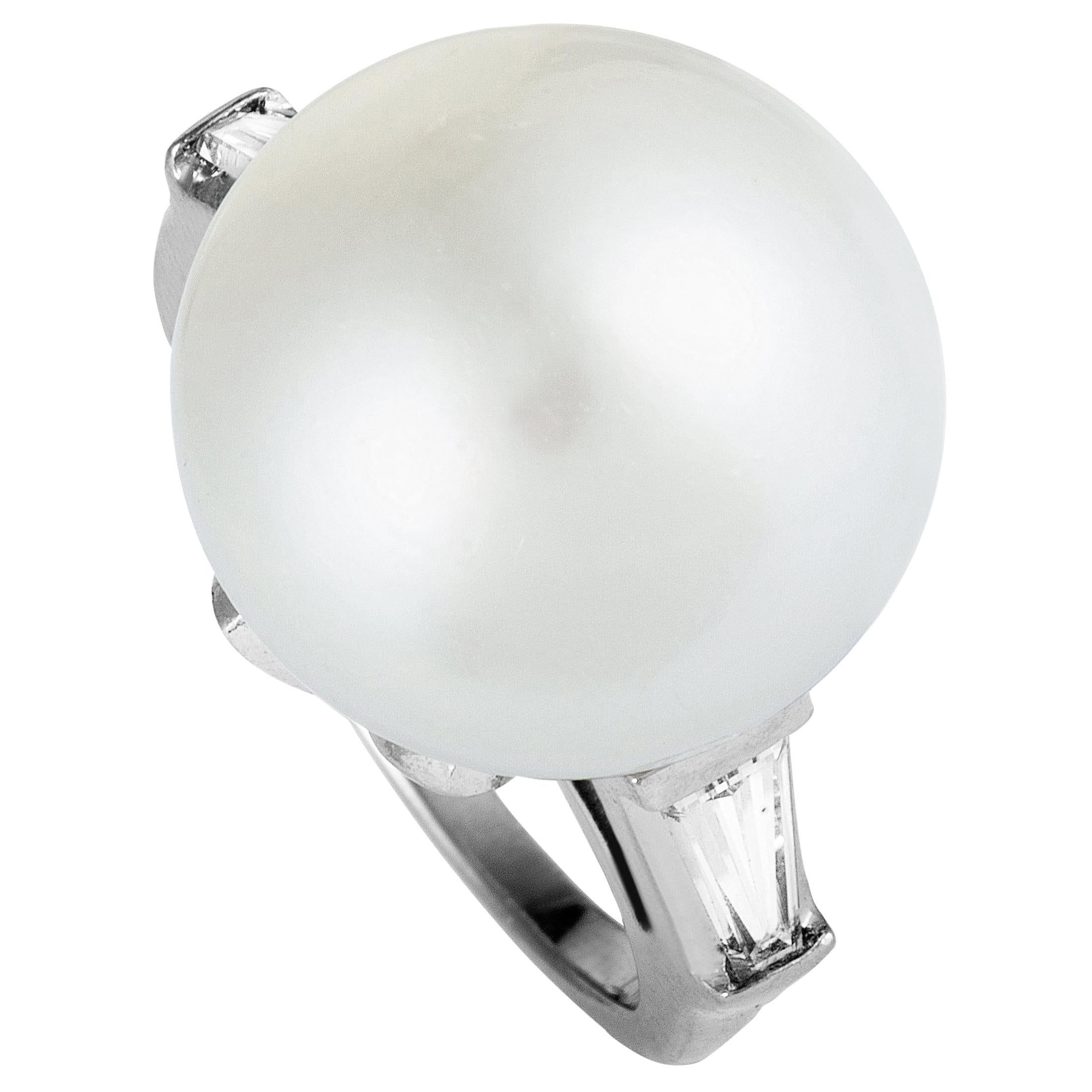 Diamond and Pearl Platinum Ring