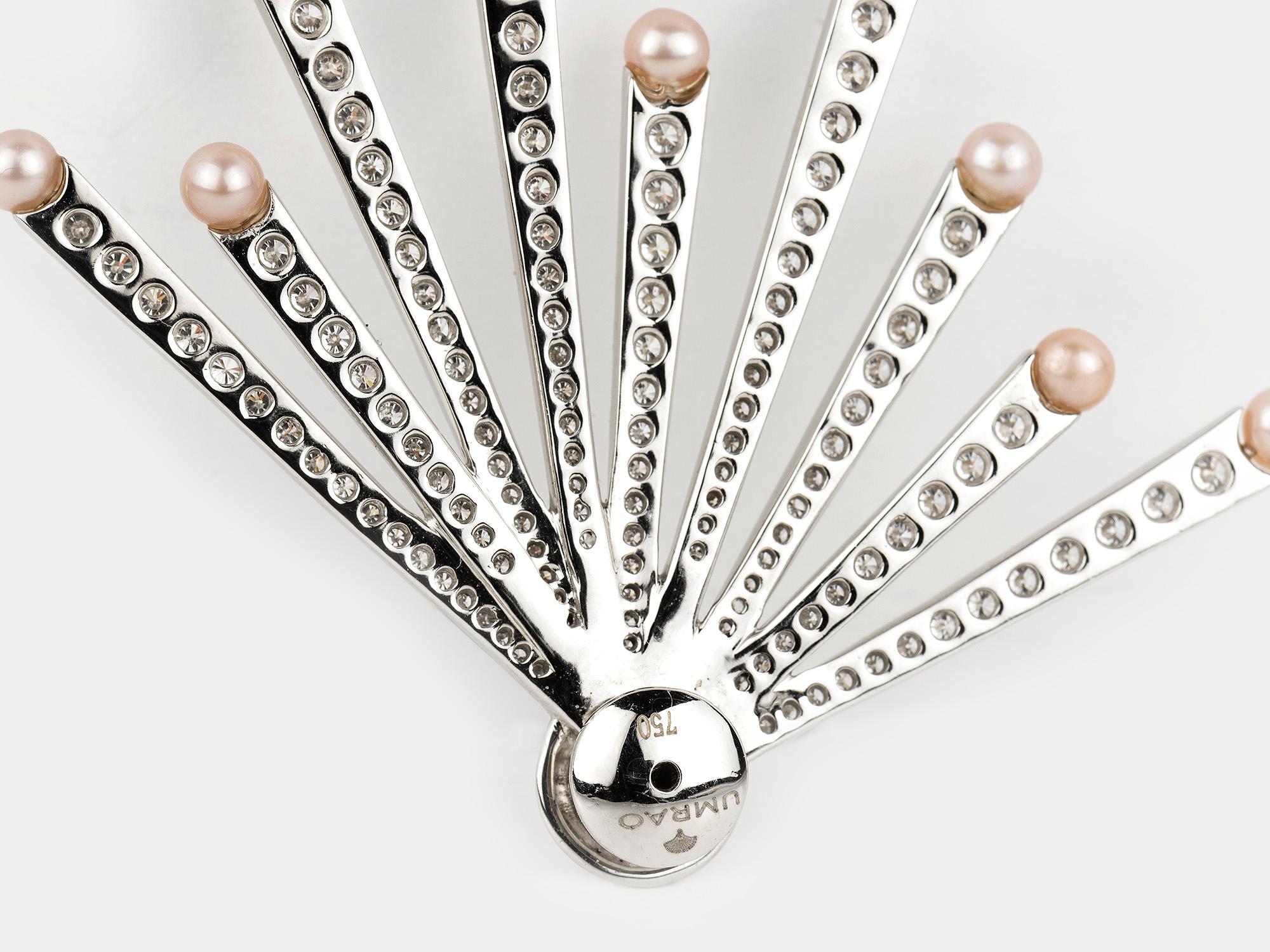 Diamant- und Perlen- Starburst-Ohrring von Umrao Jewels (Brillantschliff) im Angebot