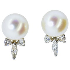 Diamond and Pearl Vintage Earrings, circa 1950