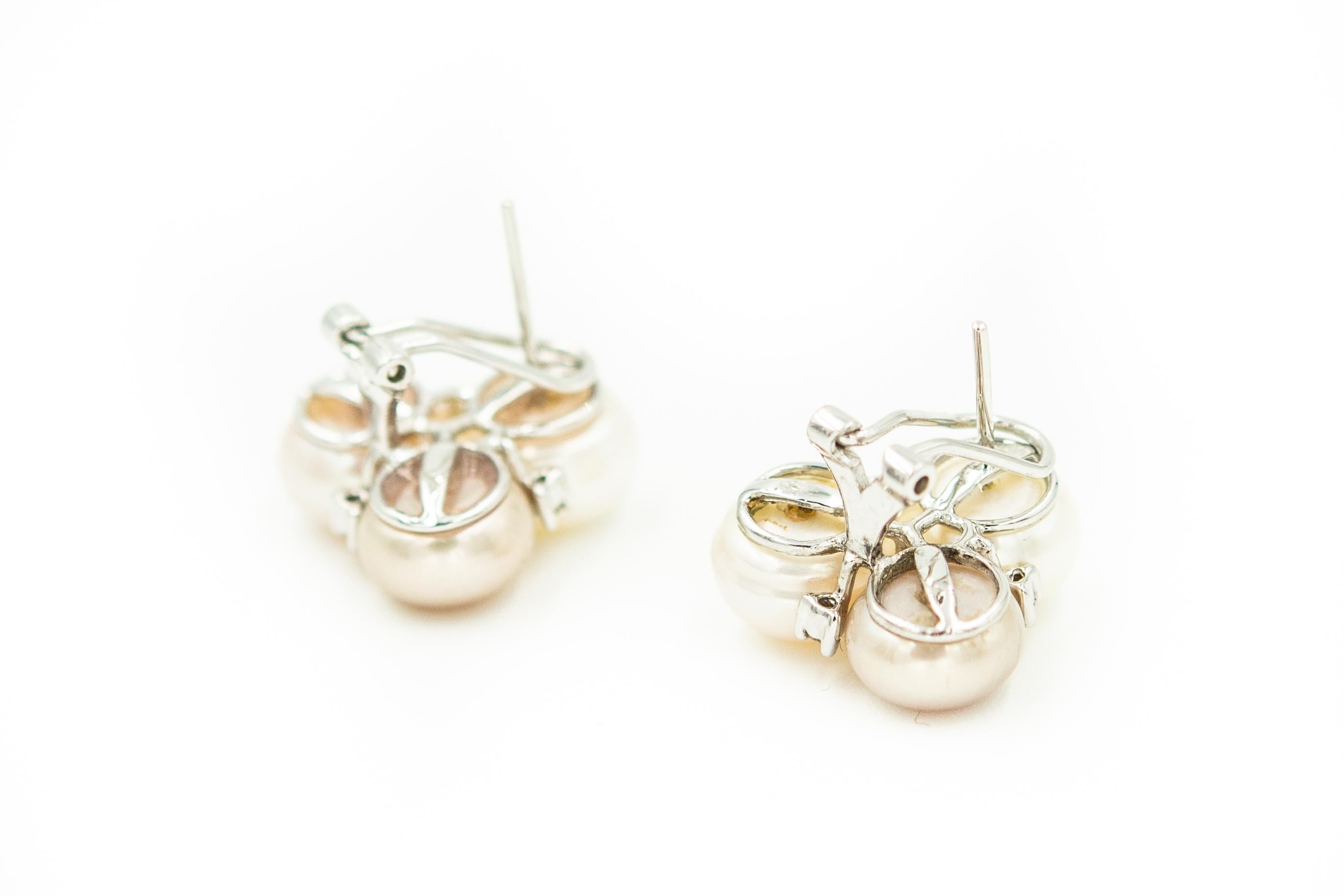 Diamant und Perle Weißgold baumeln Halskette und Ohrring Suite im Angebot 2