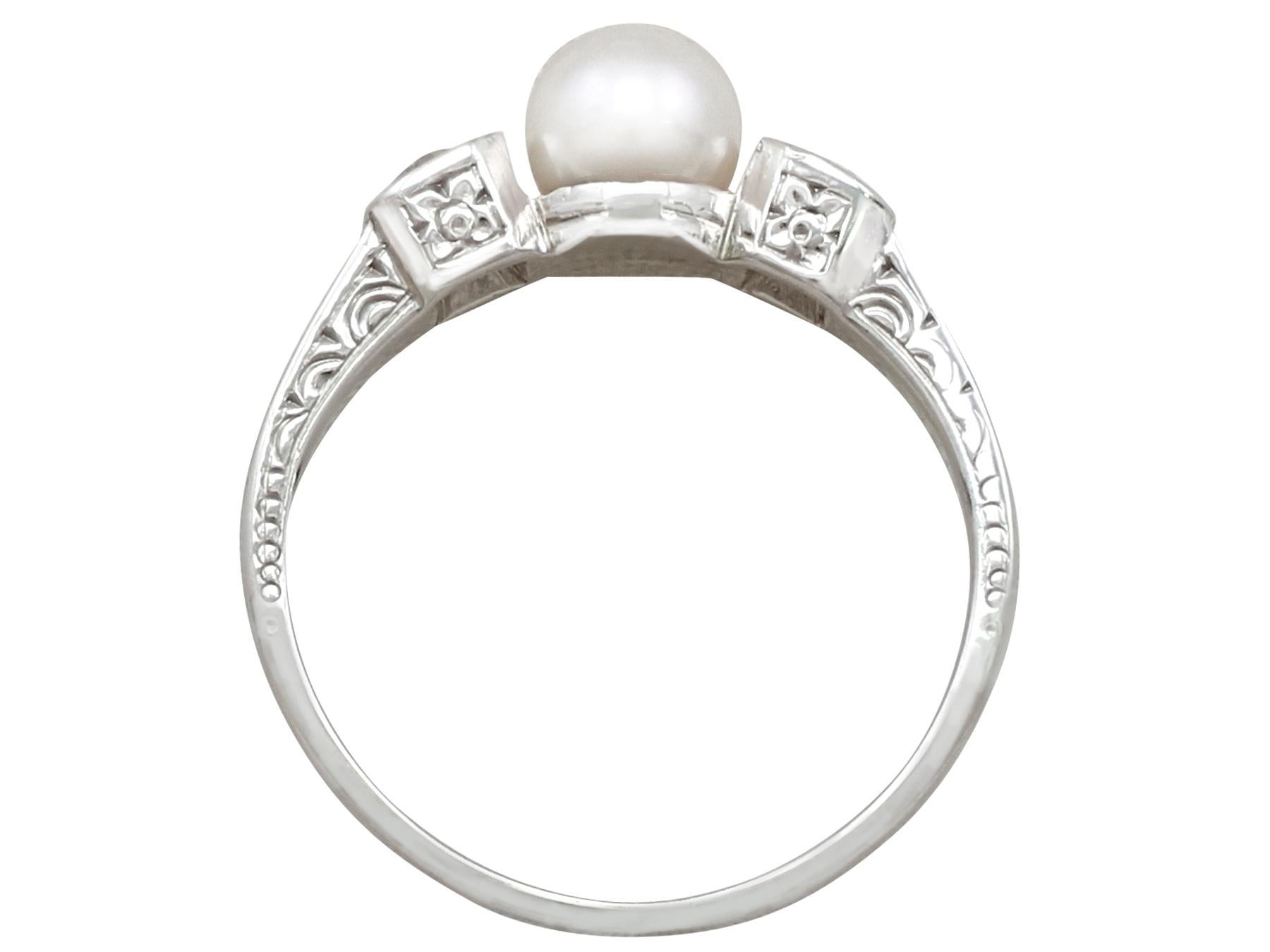 Diamond and Pearl White Gold Trilogy Ring Antique, circa 1930 1