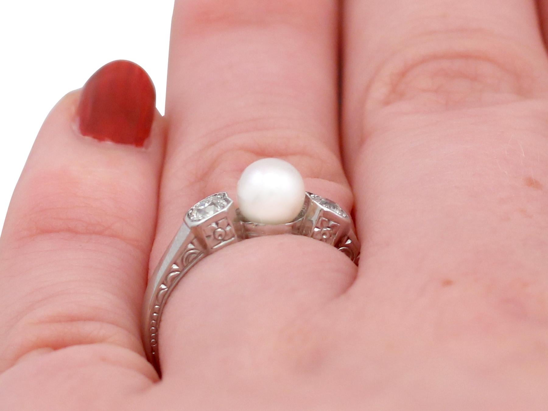 Diamond and Pearl White Gold Trilogy Ring Antique, circa 1930 5