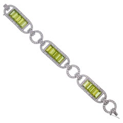 Diamond and Peridot 18k White Gold Bracelet